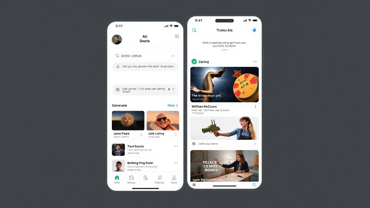 AI-powered mobile app prototype shown on two phone screens