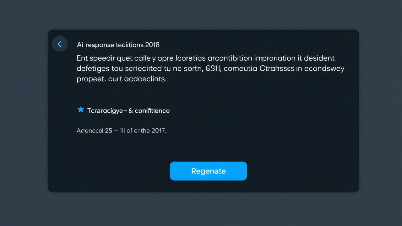 AI response UI showing citations, confidence indicator, and regenerate button