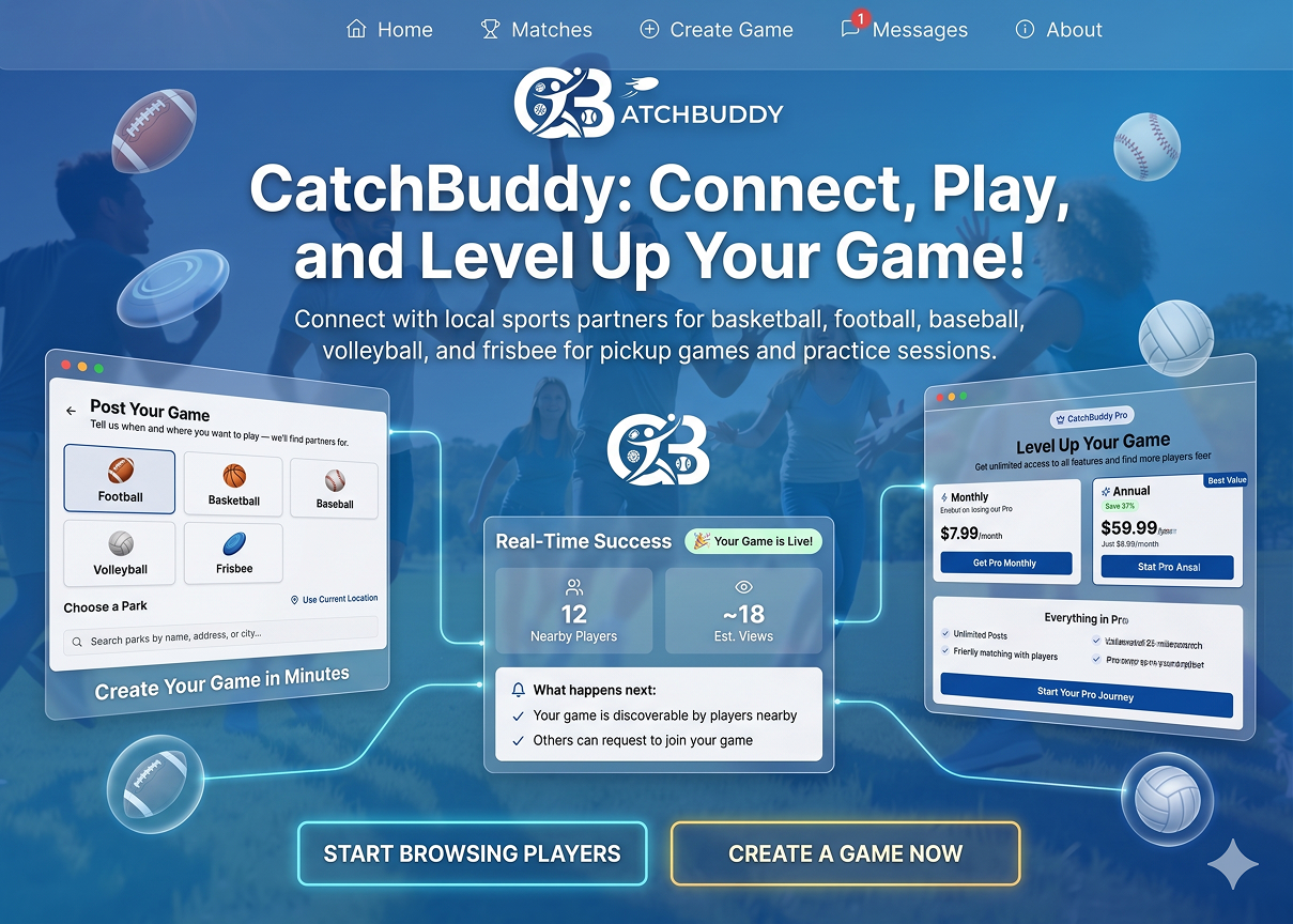 CatchBuddy — Same-day pickup sports, safety first