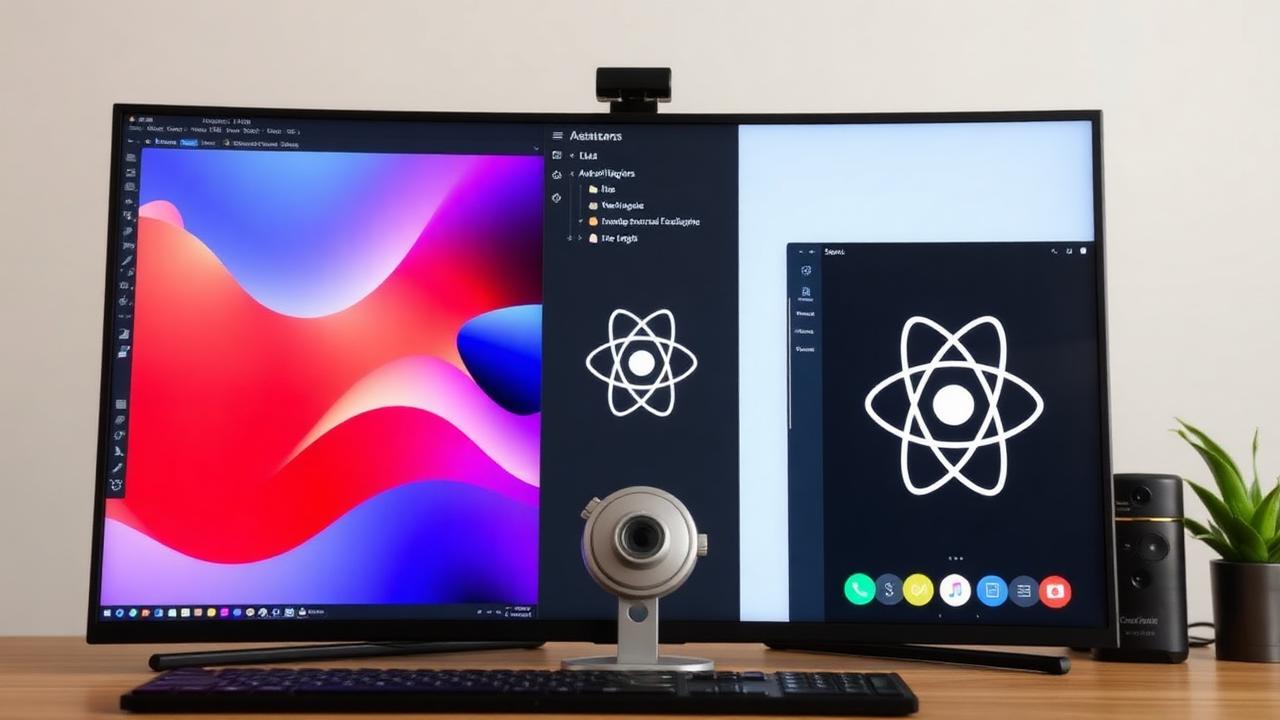 Figma design on one screen and rendered React app on the other