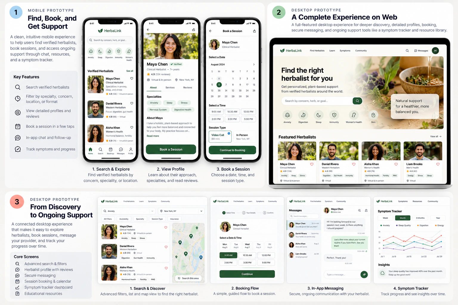 HerbaLink practitioner booking interface